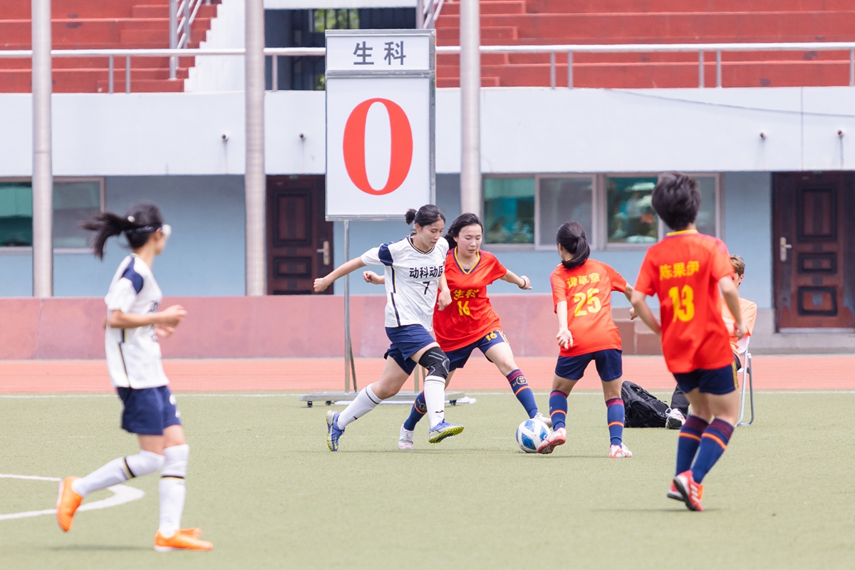 6 动科动医学院7号刘茜面对对方重重防守（通讯员 侯国涛 摄）