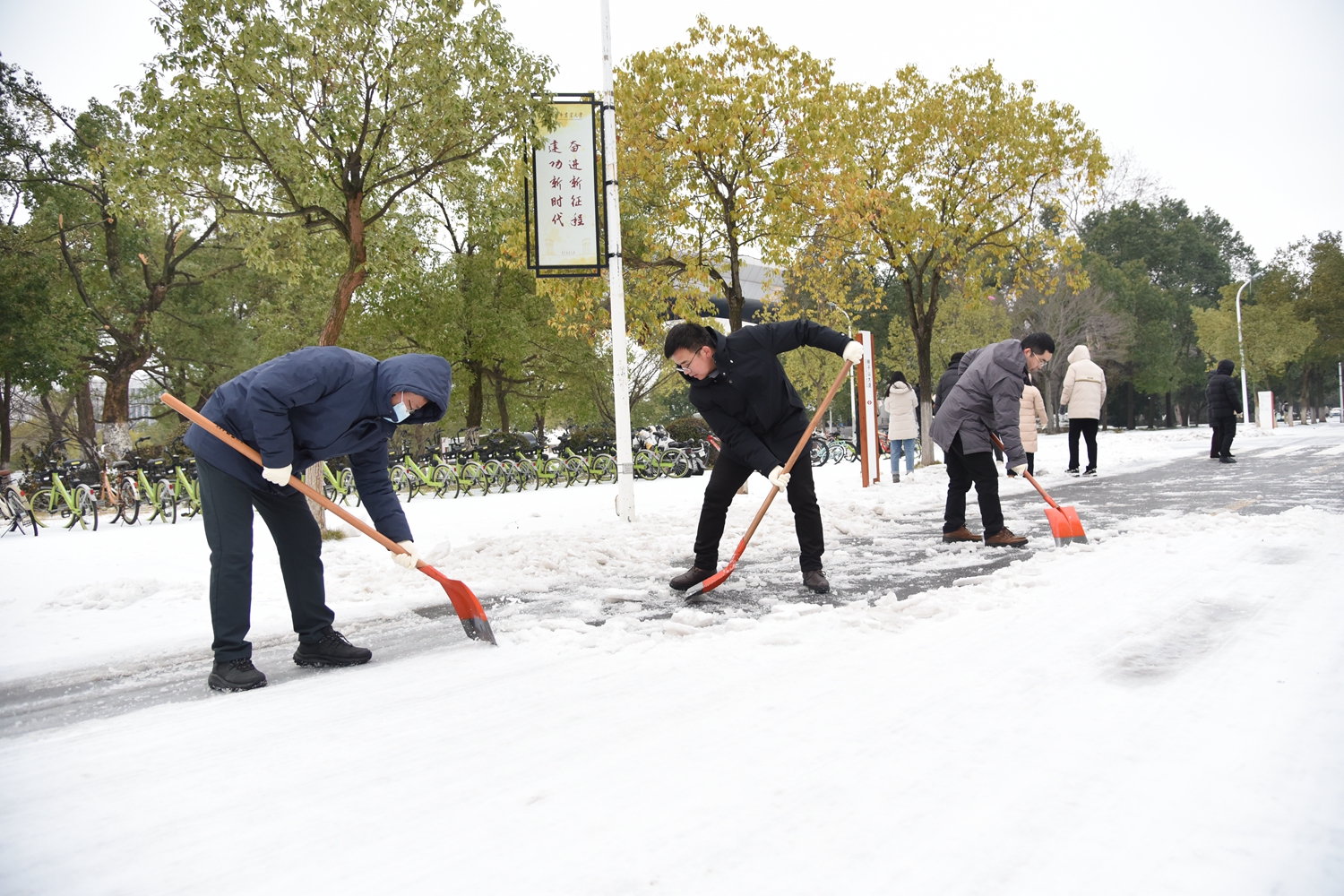 经济管理学院干部师生除雪（蒋朝常 摄）