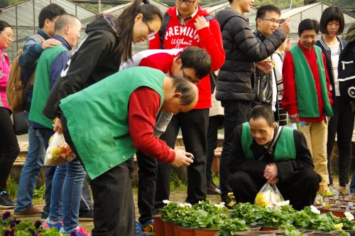 参观花圃，拍照留念 供图李睿昌