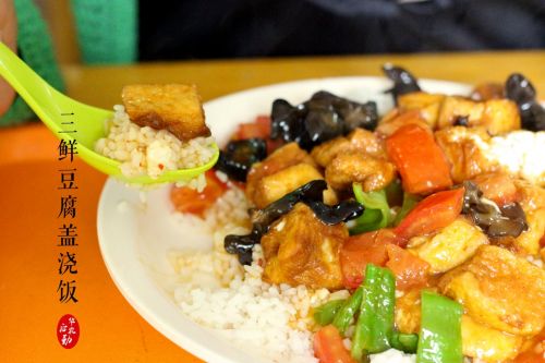 梦泽美食之三鲜豆腐盖浇饭
