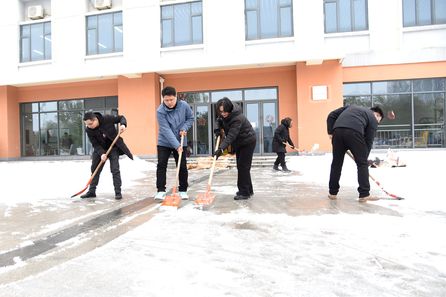 本科生院、研究生院、校团委师生除雪(蒋朝常 摄)